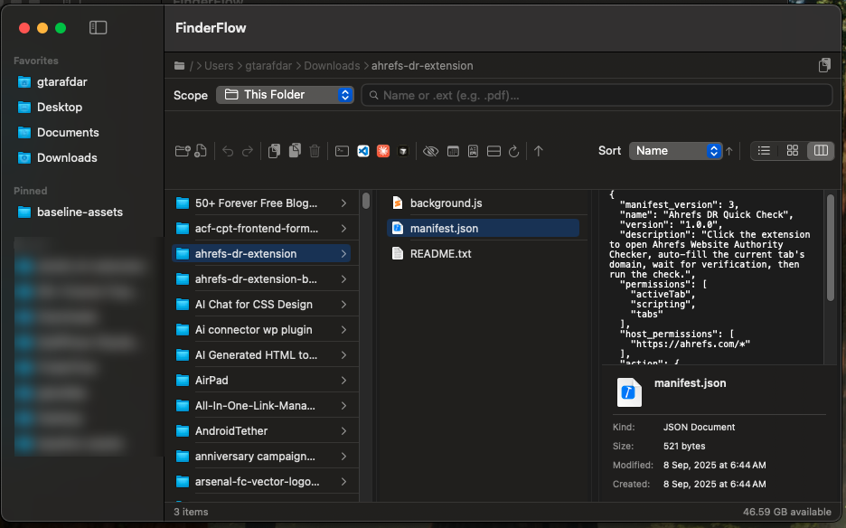 Column (miller) view with a live preview pane and a Get Info panel.