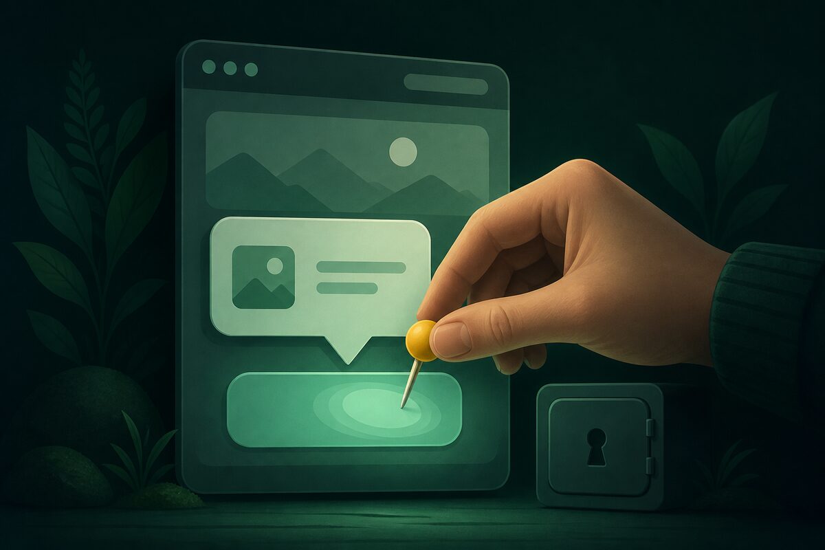 Illustration of pinning a last-used reminder locally