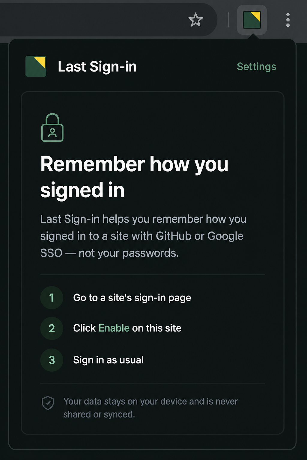 Last Sign-in welcome popup