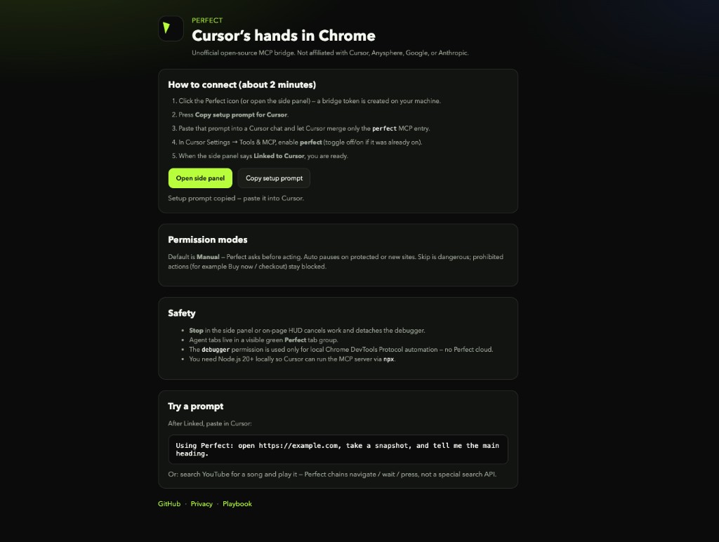 Perfect welcome page with connect steps