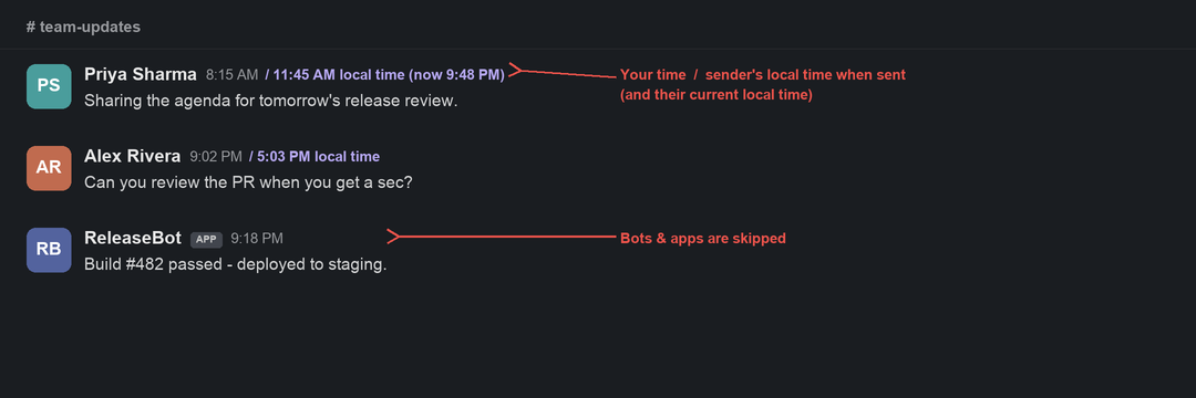 Inline local times in Slack